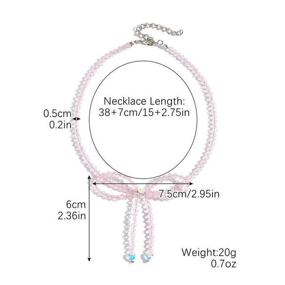 Necklace Imitation Pearl Geometric Beaded Bow Ballet Style Electroplating