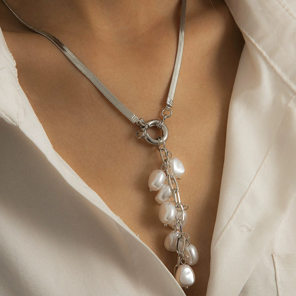 Necklace Imitation Pearl Geometric Copper Iron Electroplating Bone Chain