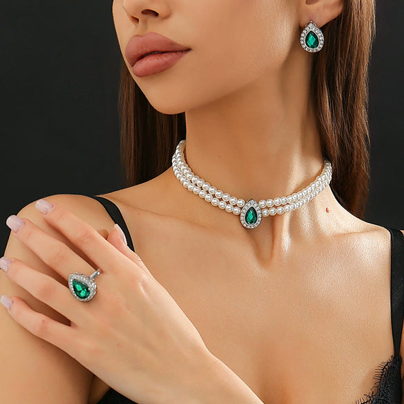Necklace Imitation Pearl Geometric Rhinestone Handmade For Women