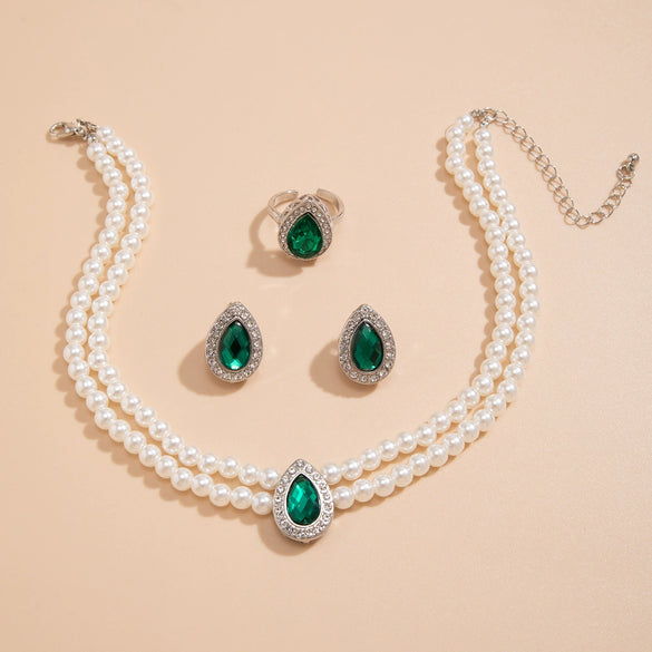 Necklace Imitation Pearl Geometric Rhinestone Handmade For Women