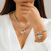 Necklace Imitation Pearl Geometric Round Bead Heart Shaped Electroplated Women's