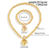 Necklace Imitation Pearl Geometric Round Bead Heart Shaped Electroplated Women's