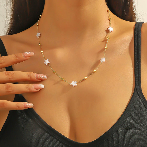 Necklace Imitation Pearl Geometric Simple Electroplating Women's
