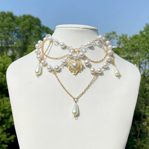 Necklace Imitation Pearl Mixed Gemstone Inlay Electroplating Geometric Animal Zodiac Style
