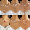 Necklace Imitation Pearl Mixed Gemstone Inlay Electroplating Geometric Animal Zodiac Style