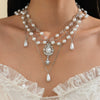 Necklace Imitation Pearl Mixed Gemstone Inlay Electroplating Geometric Animal Zodiac Style