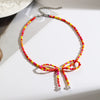 Necklace Imitation Pearl Rice Beads Bow Geometric Electroplating Small Fresh Style Women's