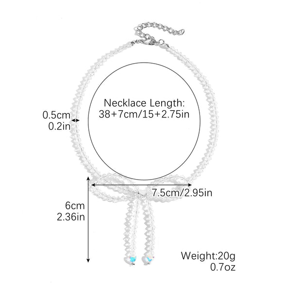 Necklace Imitation Pearl Rice Beads Bow Geometric Electroplating Small Fresh Style Women's