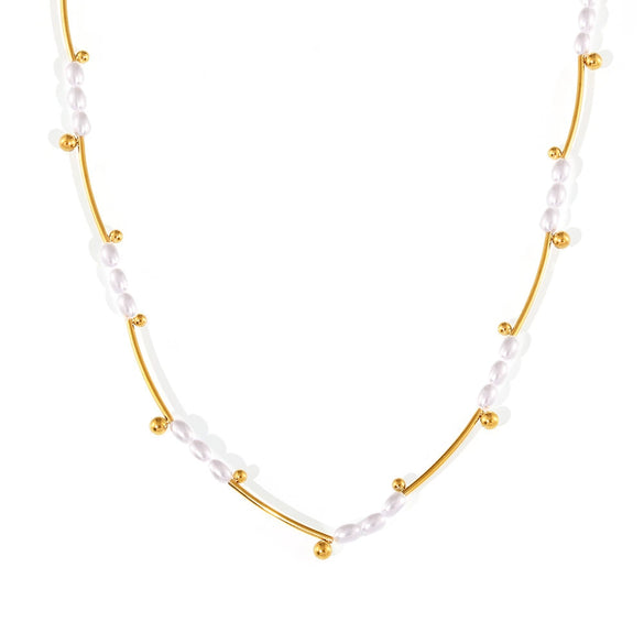 Necklace Imitation Pearl 316L Stainless Steel Geometric Electroplated Light Luxury Sweet Style For Women