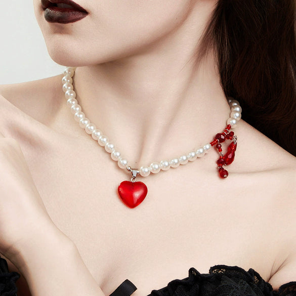 Necklace Imitation Pearls Artificial Crystal Ball Chain Heart Shape Drop Shape Geometric Handmade Sweet Cool