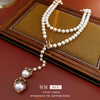 Necklace Imitation Pearls Diamondencrusted Flower Bird Pattern Clavicle Chain For Women French Retro Light Luxury