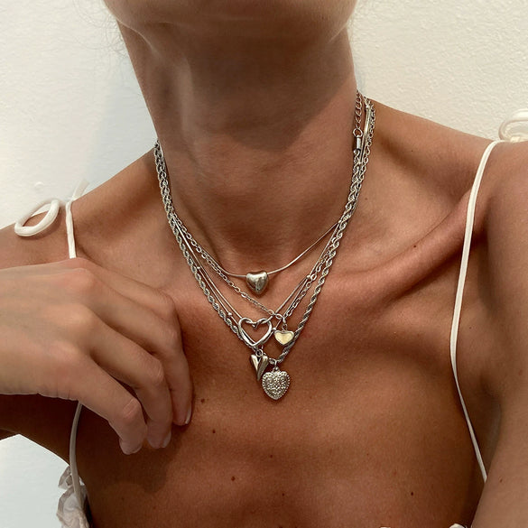 Necklace Iron Chain Alloy Heart Shape Geometric Electroplating For Women