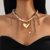 Necklace Iron Plastic Heart Drop Shape Electroplating Sweet Cool Style