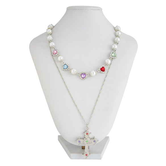 Necklace Iron Zinc Alloy Alloy Heart Geometric Shaped Set With Diamonds Clavicle Chain For Women