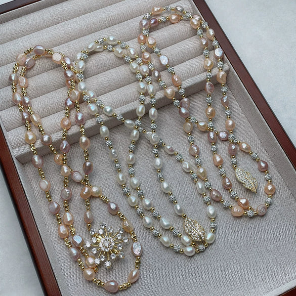 Necklace Jewelry Alloy Freshwater Pearl Baroque Long Light Luxury Street Personality Exaggerated Neutral Niche Ins Popular Sweet Natural Cool Style