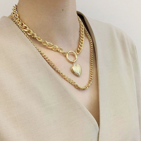 Necklace Jewelry Alloy Heart Electroplated Multi Layer All Match Women