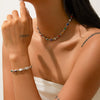 Necklace Jewelry Alloy Spliced Chain With Colorful Rhinestones Geometric Style Electroplating For Women