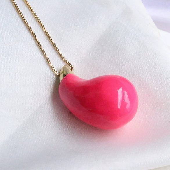 Necklace Jewelry Copper Mixed Gem Inlay Dropshaped Dripping Oil Clavicle Chain
