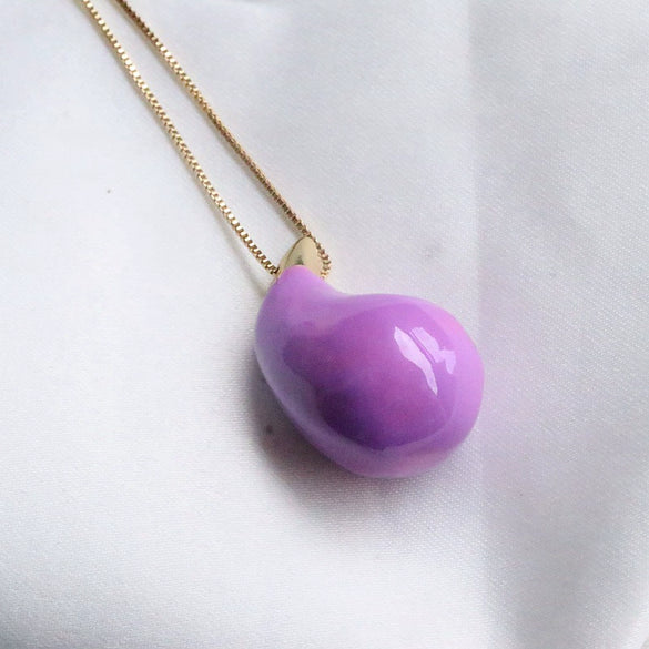 Necklace Jewelry Copper Mixed Gem Inlay Dropshaped Dripping Oil Clavicle Chain