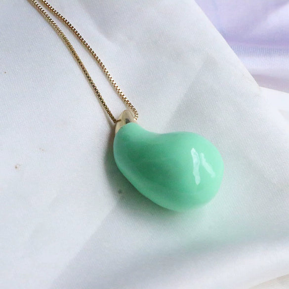 Necklace Jewelry Copper Mixed Gem Inlay Dropshaped Dripping Oil Clavicle Chain