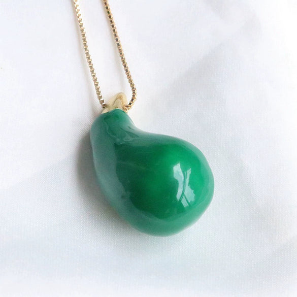 Necklace Jewelry Copper Mixed Gem Inlay Dropshaped Dripping Oil Clavicle Chain