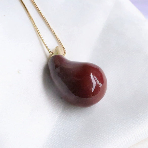 Necklace Jewelry Copper Mixed Gem Inlay Dropshaped Dripping Oil Clavicle Chain