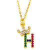 Necklace Jewelry Copper Plated 18K Gold Crown Ushaped Geometric Letters Numbers Text Inlaid Zircon Pendant
