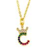Necklace Jewelry Copper Plated 18K Gold Crown Ushaped Geometric Letters Numbers Text Inlaid Zircon Pendant