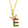 Necklace Jewelry Copper Plated 18K Gold Crown Ushaped Geometric Letters Numbers Text Inlaid Zircon Pendant