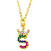 Necklace Jewelry Copper Plated 18K Gold Crown Ushaped Geometric Letters Numbers Text Inlaid Zircon Pendant
