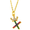Necklace Jewelry Copper Plated 18K Gold Crown Ushaped Geometric Letters Numbers Text Inlaid Zircon Pendant