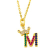 Necklace Jewelry Copper Plated 18K Gold Crown Ushaped Geometric Letters Numbers Text Inlaid Zircon Pendant