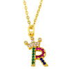 Necklace Jewelry Copper Plated 18K Gold Crown Ushaped Geometric Letters Numbers Text Inlaid Zircon Pendant