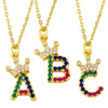 Necklace Jewelry Copper Plated 18K Gold Crown Ushaped Geometric Letters Numbers Text Inlaid Zircon Pendant