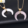 Necklace Jewelry Crystal Semiprecious Stone Moon Pendant Plated Gold Unisex Minimalist Natural Stone Copper Accessories