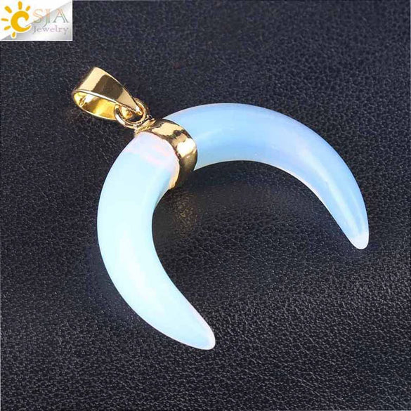 Necklace Jewelry Crystal Semiprecious Stone Moon Pendant Plated Gold Unisex Minimalist Natural Stone Copper Accessories