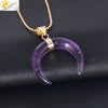 Necklace Jewelry Crystal Semiprecious Stone Moon Pendant Plated Gold Unisex Minimalist Natural Stone Copper Accessories