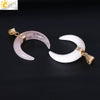 Necklace Jewelry Crystal Semiprecious Stone Moon Pendant Plated Gold Unisex Minimalist Natural Stone Copper Accessories
