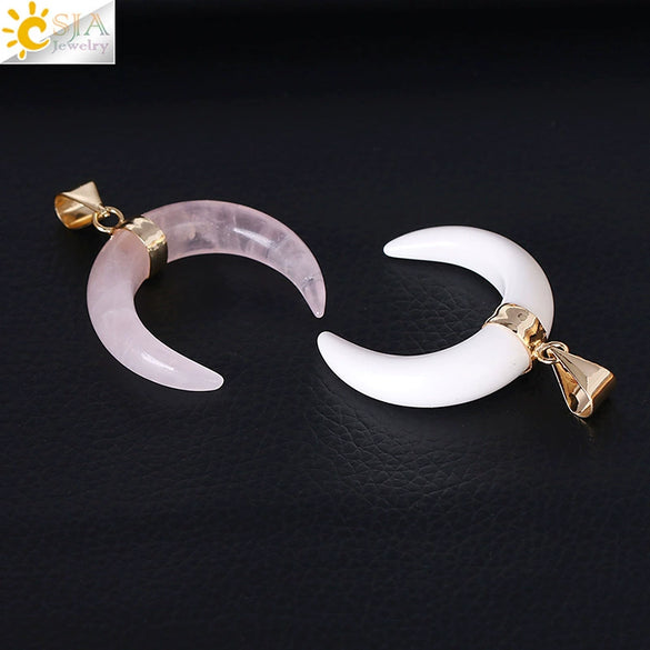 Necklace Jewelry Crystal Semiprecious Stone Moon Pendant Plated Gold Unisex Minimalist Natural Stone Copper Accessories