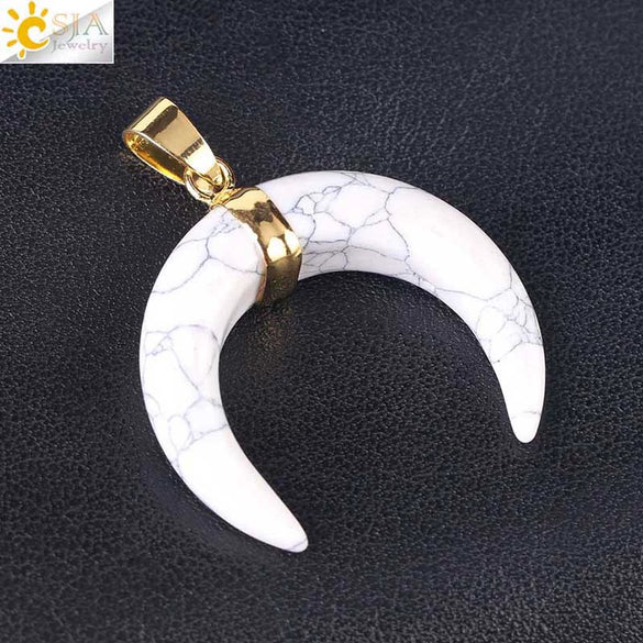 Necklace Jewelry Crystal Semiprecious Stone Moon Pendant Plated Gold Unisex Minimalist Natural Stone Copper Accessories