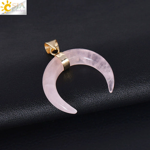 Necklace Jewelry Crystal Semiprecious Stone Moon Pendant Plated Gold Unisex Minimalist Natural Stone Copper Accessories