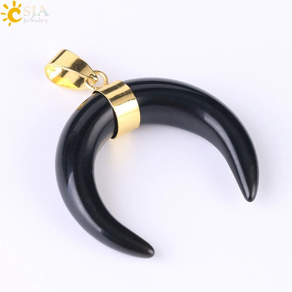 Necklace Jewelry Crystal Semiprecious Stone Moon Pendant Plated Gold Unisex Minimalist Natural Stone Copper Accessories