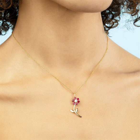 Necklace Jewelry Cute Flower Copper Mixed Gemstone Inlaid Zirconia Female Niche Creative