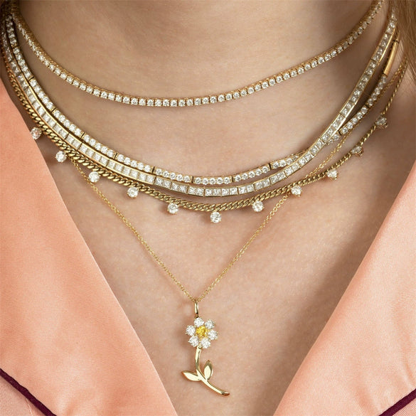 Necklace Jewelry Cute Flower Copper Mixed Gemstone Inlaid Zirconia Female Niche Creative