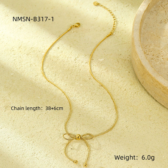 Necklace Jewelry Fashion Bow Stainless Steel Electroplated