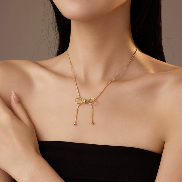 Necklace Jewelry Fashion Bow Stainless Steel Electroplated