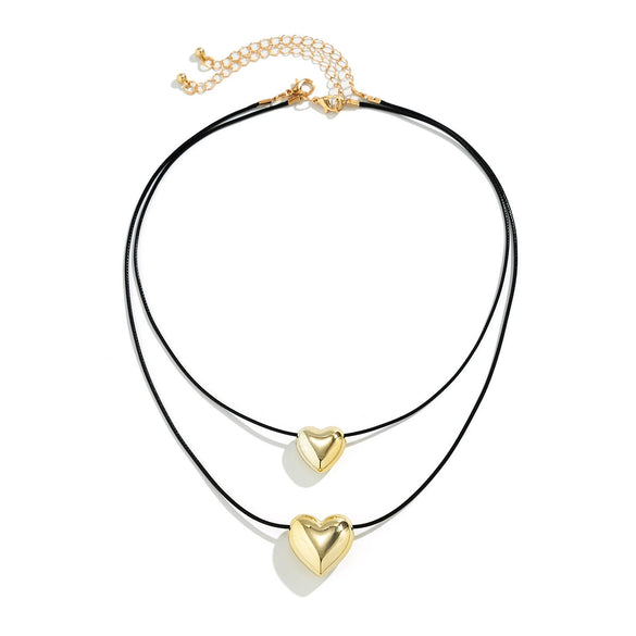 Necklace Jewelry Gothic Style Wax Line Heart Shaped Bow Geometric Electroplated
