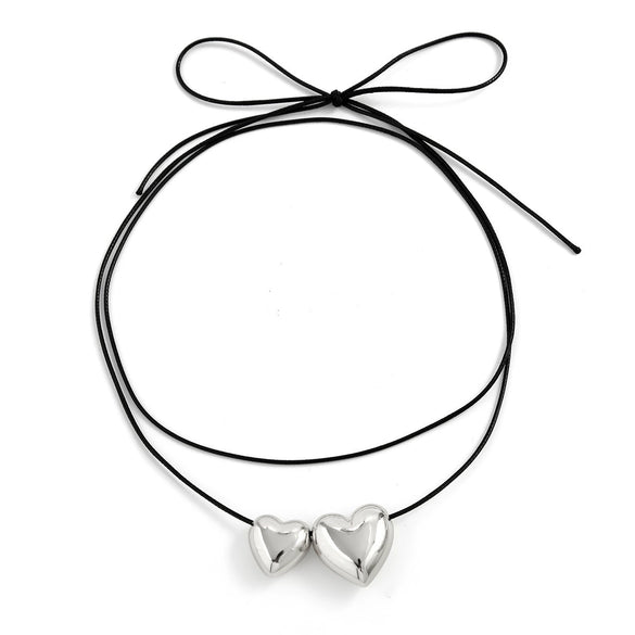 Necklace Jewelry Gothic Style Wax Line Heart Shaped Bow Geometric Electroplated