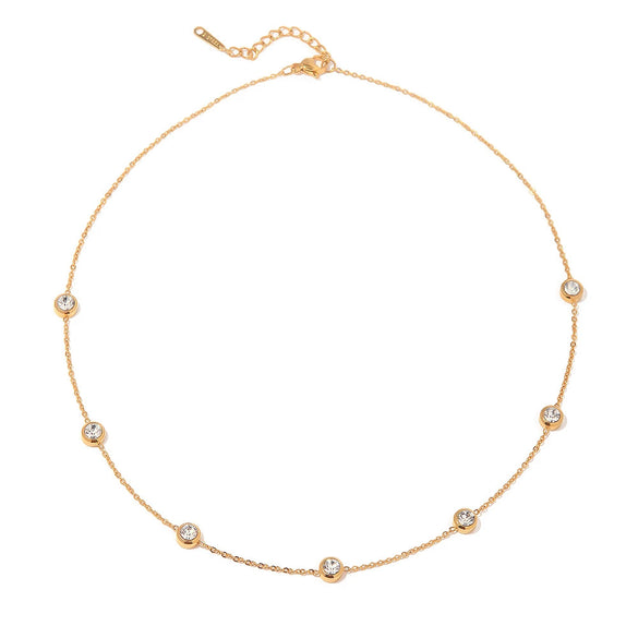 Necklace Jewelry Round Zircon Titanium Steel Geometric Electroplated