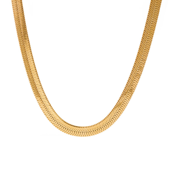 Necklace Jewelry Stainless Steel Geometric Flat Snake Chain Electroplated For Women